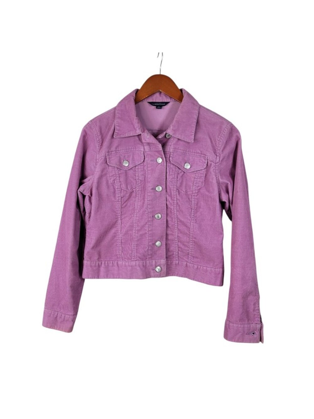 Lands End Velvet Pinwhale Corduroy Trucker Jacket Size XS Casual Dusty Pink